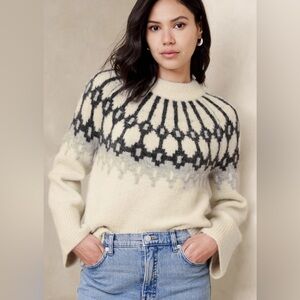 NWT Banana Republic Fairisle Mock-Neck Alpaca Blend Sweater XL